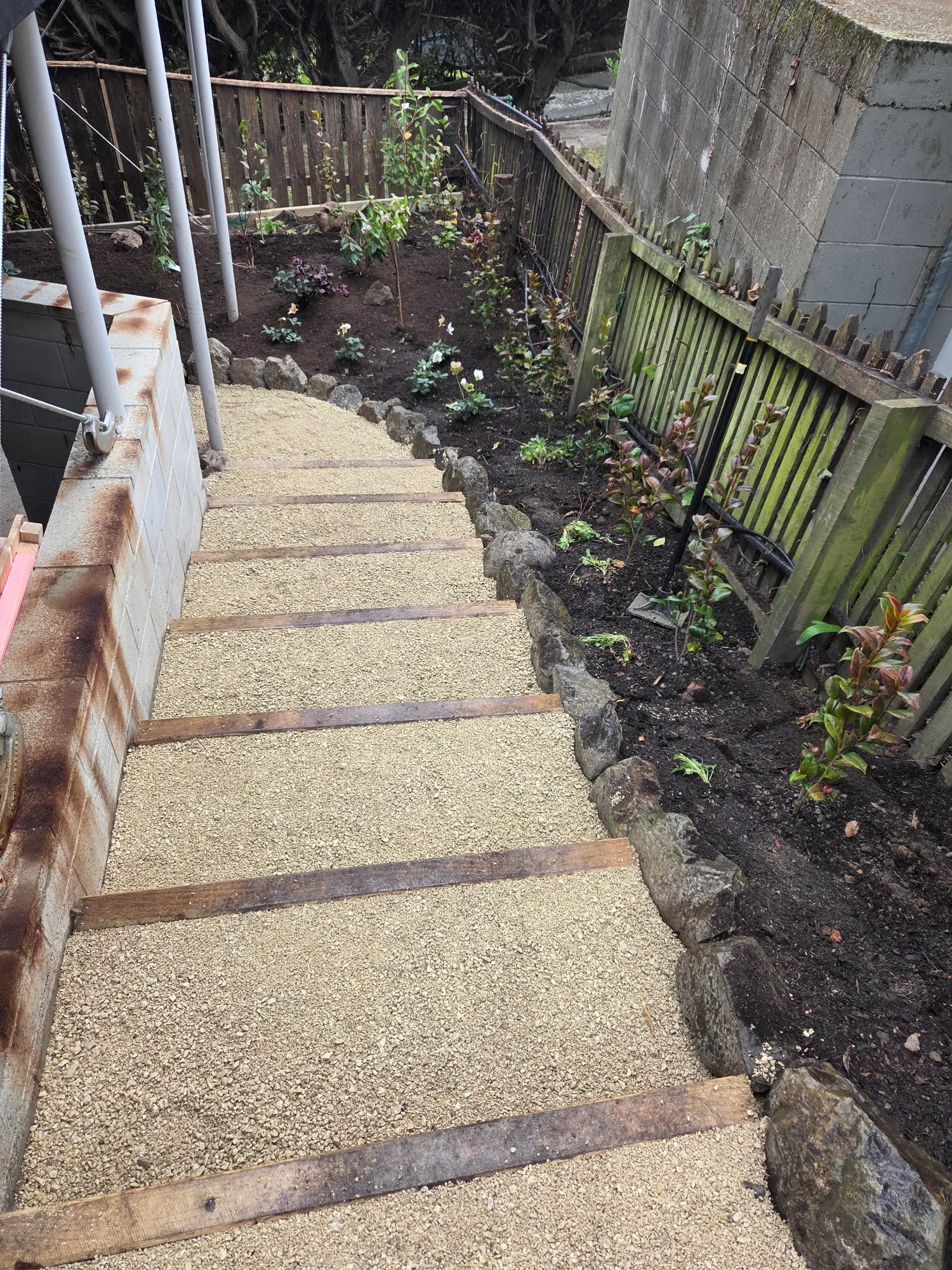 Gravel path and garden edging